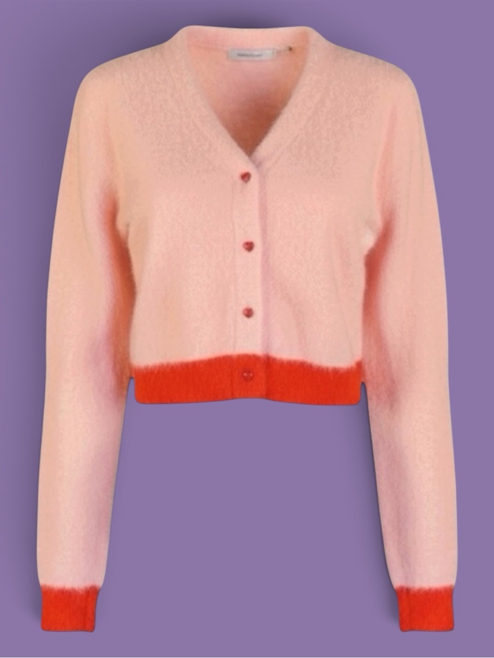 Dolls Kill dELiA*s Cardigan Sweater Pink Red Eyelash Knit Heart Button XXL NWOT